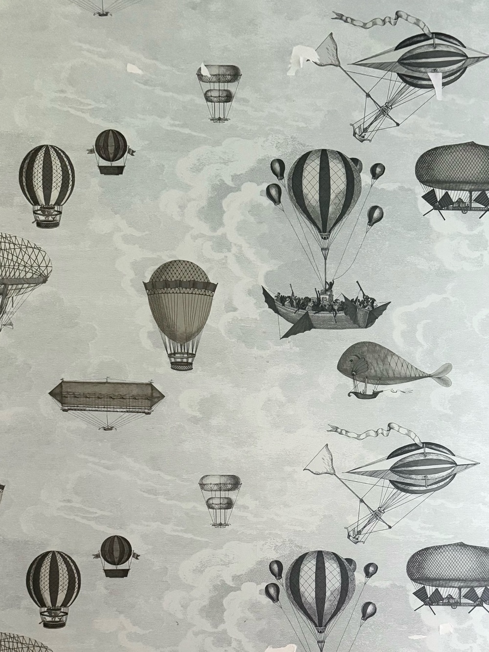 Cole & Son Macchine Volanti Wallpaper Hot Air Blue Metallic and Blue Lot 6 Rolls